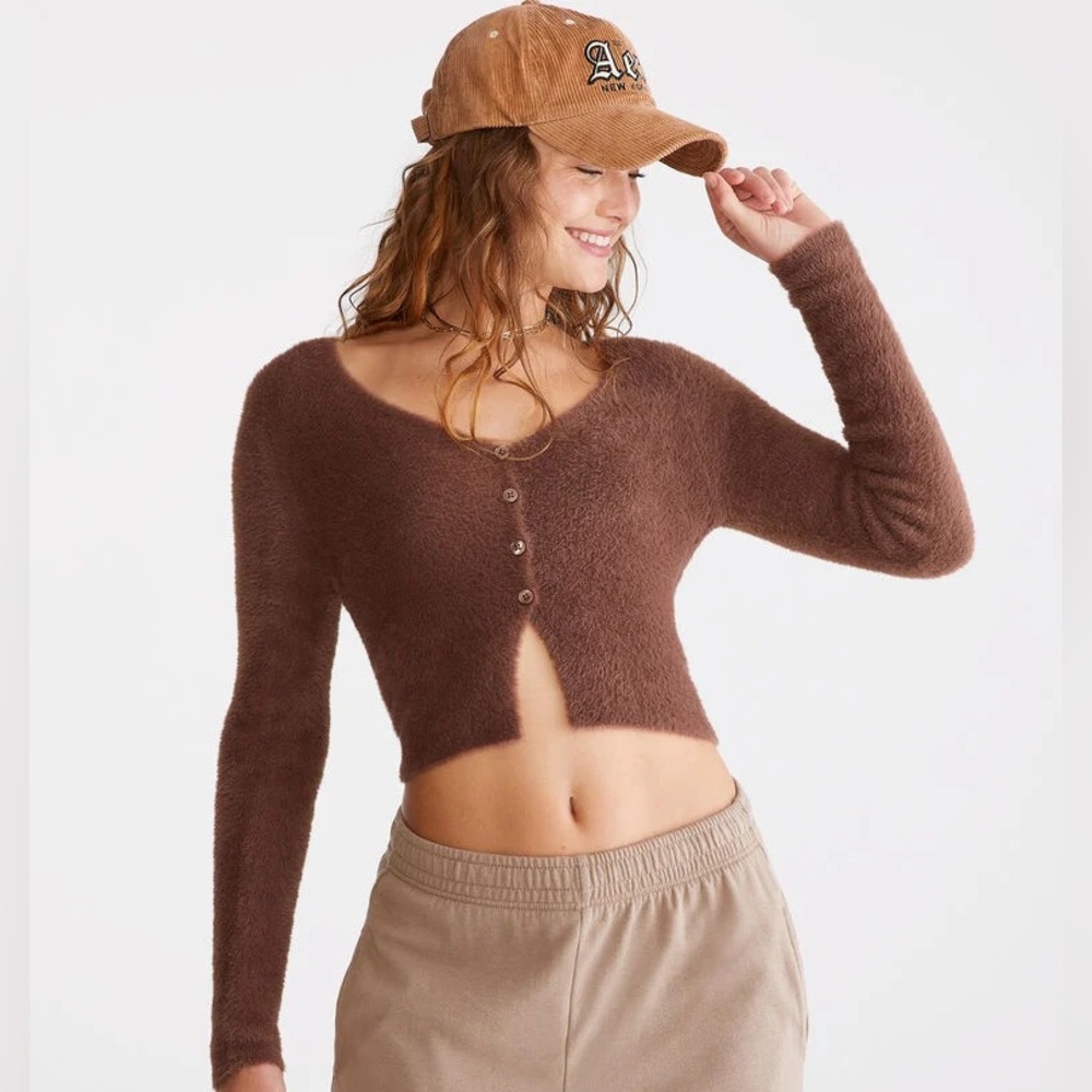 Aeropostale Bella Cropped Eyelash Cardigan, NWT.